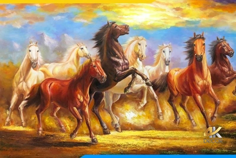 Cách chọn tranh phong thủy theo tuổi-Tranh phong thuỷ 8 con ngựa