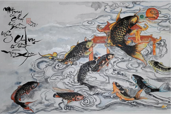 tranh phong thủy nhà bếp cá chép