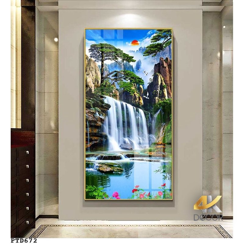 Ý tưởng trang trí phòng khách bằng tranh-Tranh theo chiều đứng