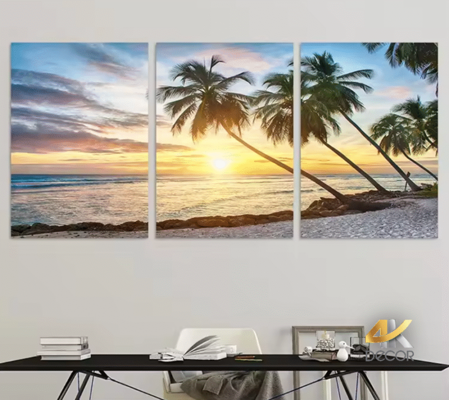 Ý tưởng trang trí phòng khách bằng tranh-Bộ Ba Tranh 