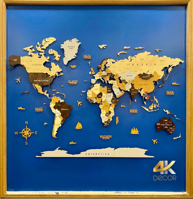 Cách chọn tranh phòng khách-Tranh bản đồ