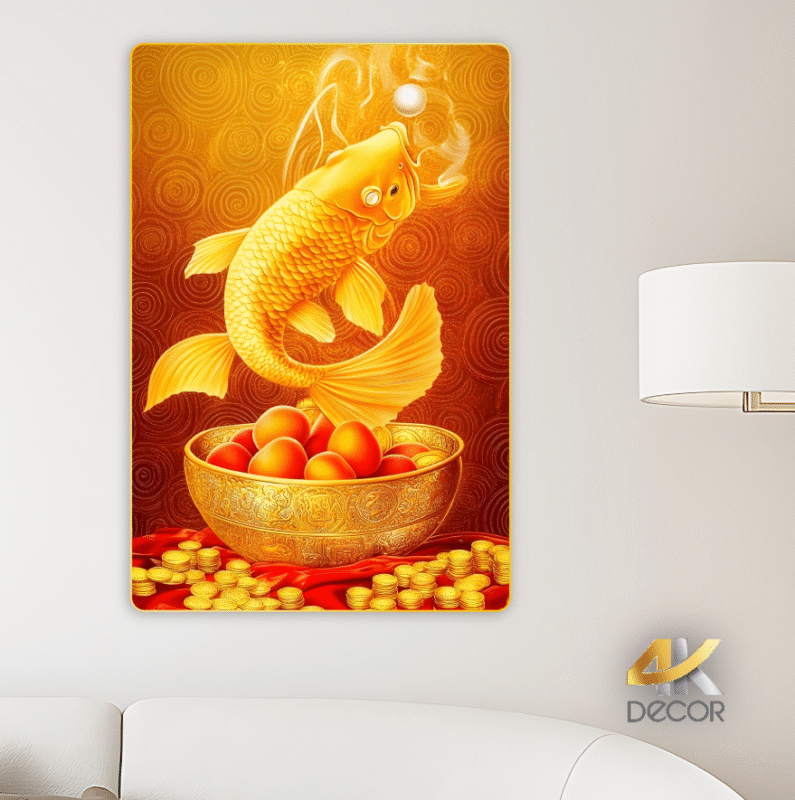 Cách chọn tranh phong thủy theo tuổi-Tranh Cá Chép — Phú Quý Vượng Phát