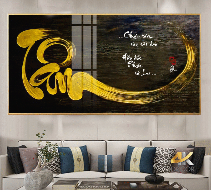 Cách chọn tranh phòng khách-Tranh thư pháp