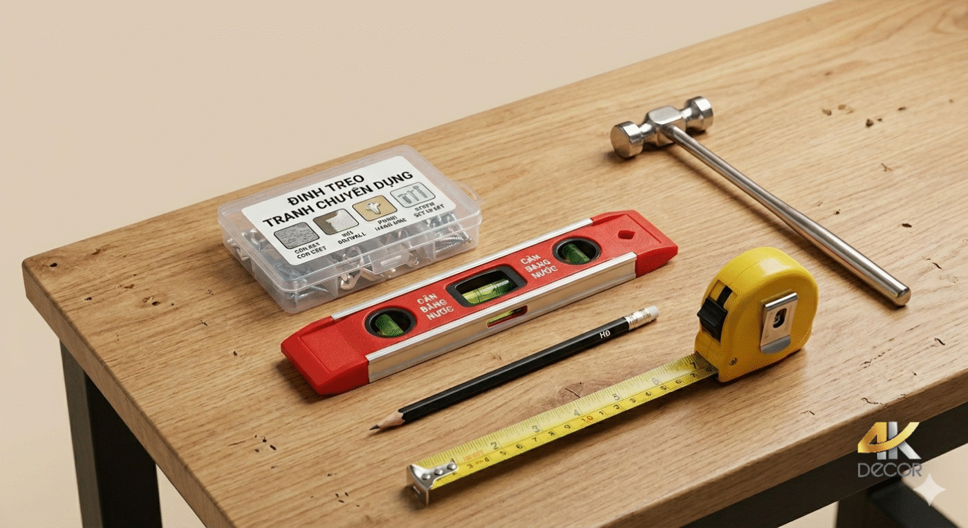 Cách Treo Tranh Tường-Chuẩn Bị Dụng Cụ Cần Thiết