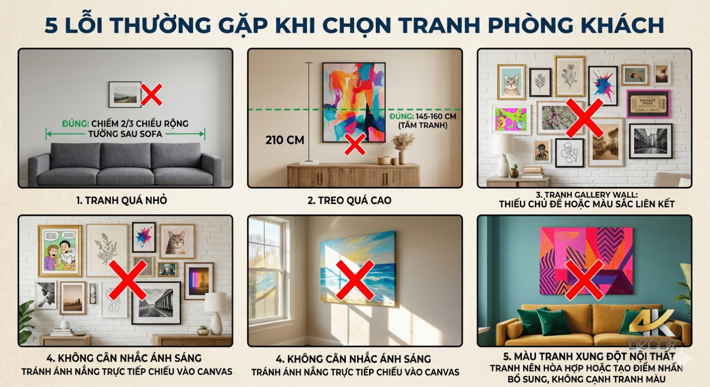 Ý tưởng trang trí phòng khách bằng tranh-5 Lỗi Thường Gặp Khi Chọn Tranh Phòng Khách