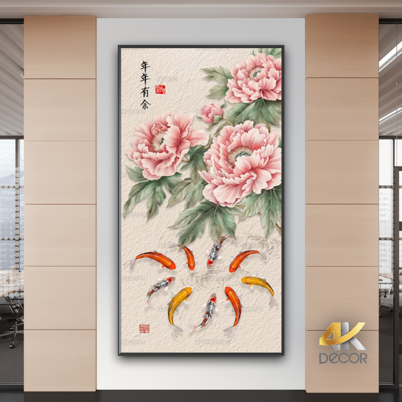 Cách chọn tranh phòng khách-Tranh hoa cỡ lớn