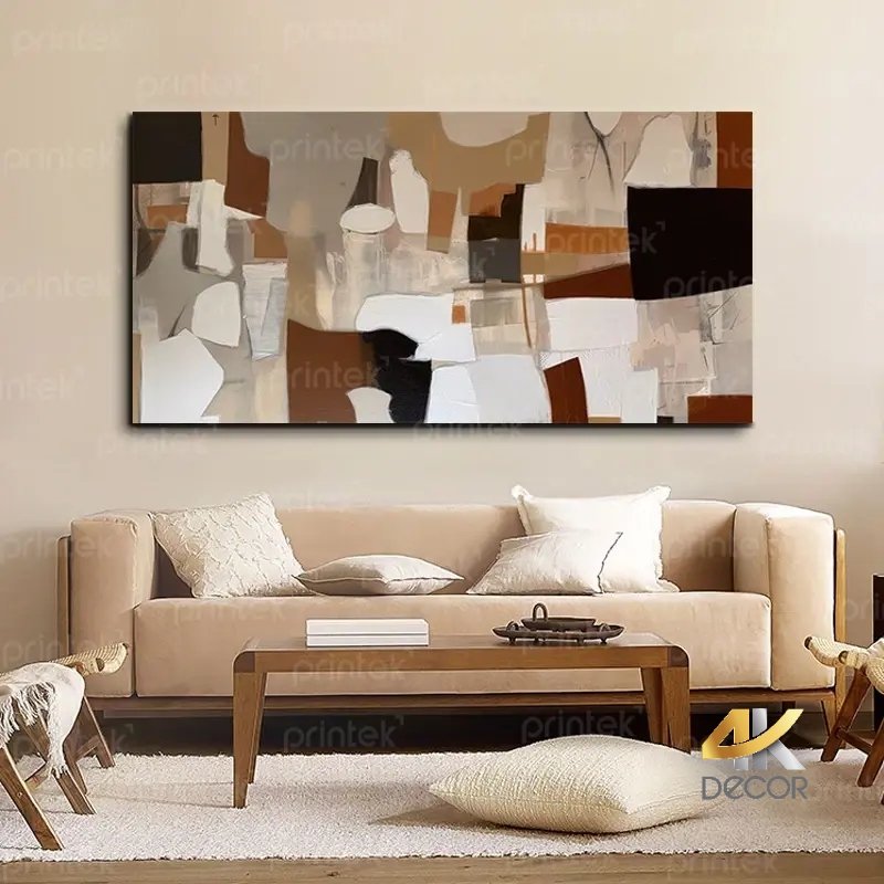 Ý tưởng trang trí phòng khách bằng tranh-Tranh Trừu Tượng Canvas Khổ Lớn