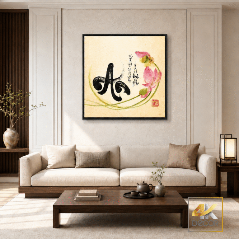Tranh Canvas Chữ An Hoa Sen Tranh Canvas Chữ An Hoa Sen | TP00045
