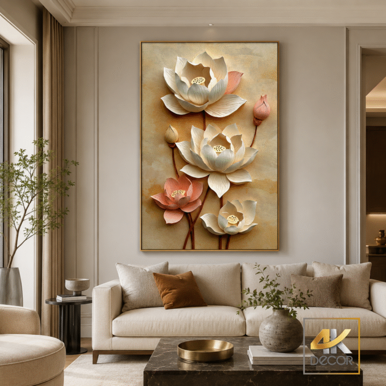Tranh Canvas Bạch Liên Thanh Nhã | DYHH00031