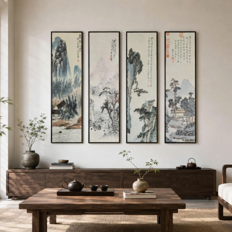 Bộ Tranh Canvas Sơn Thủy Tứ Cảnh | TM00036