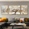 Bộ 3 Tranh Canvas Hoa Mai Vàng Trắng