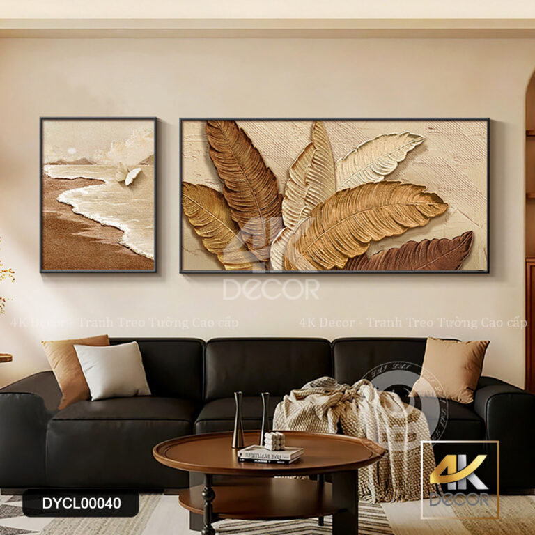 Tranh Canvas Lá Vàng Và Biển
