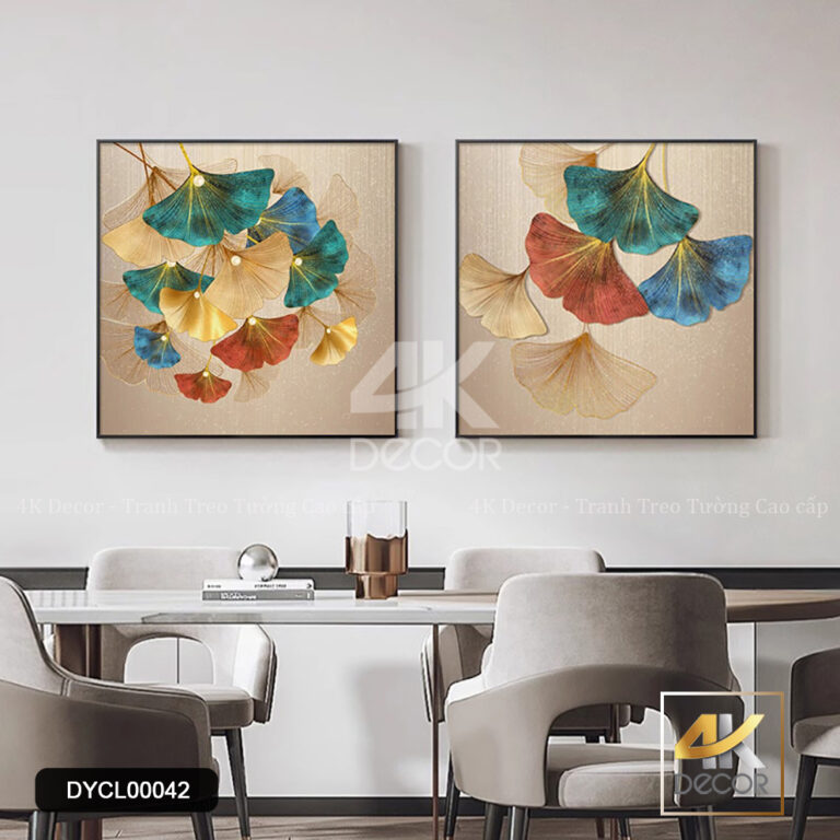 Bộ 2 Tranh Canvas Lá Ginkgo 3D Sang Trọng | DYCL00042