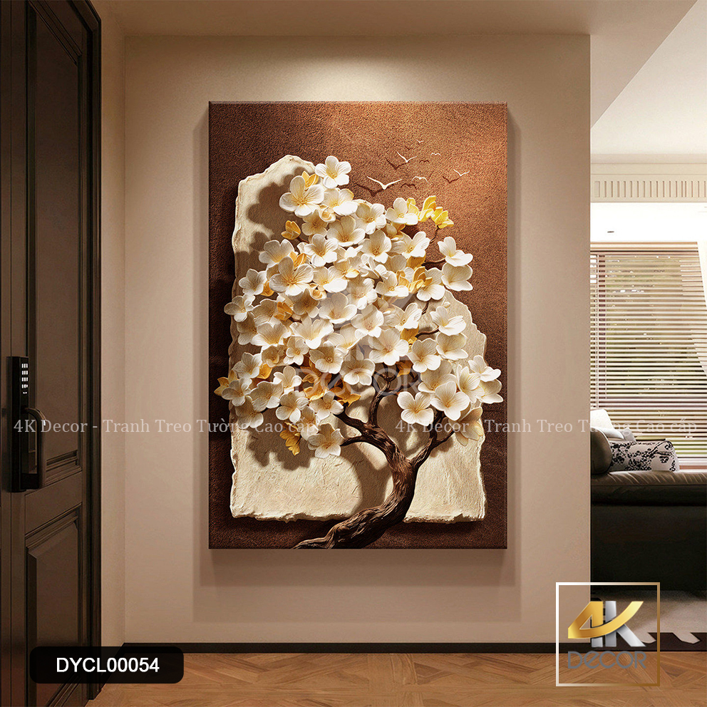Tranh Canvas Cây Hoa Mộc Lan Giả Nổi 3D | DYCL00054