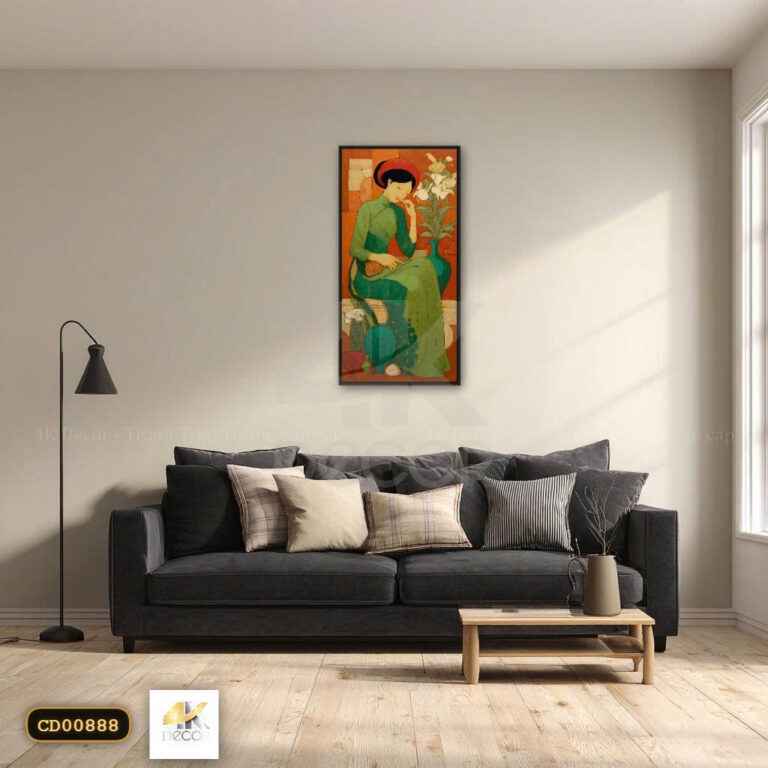 Tranh Canvas Thiếu Nữ Bên Hoa Huệ
