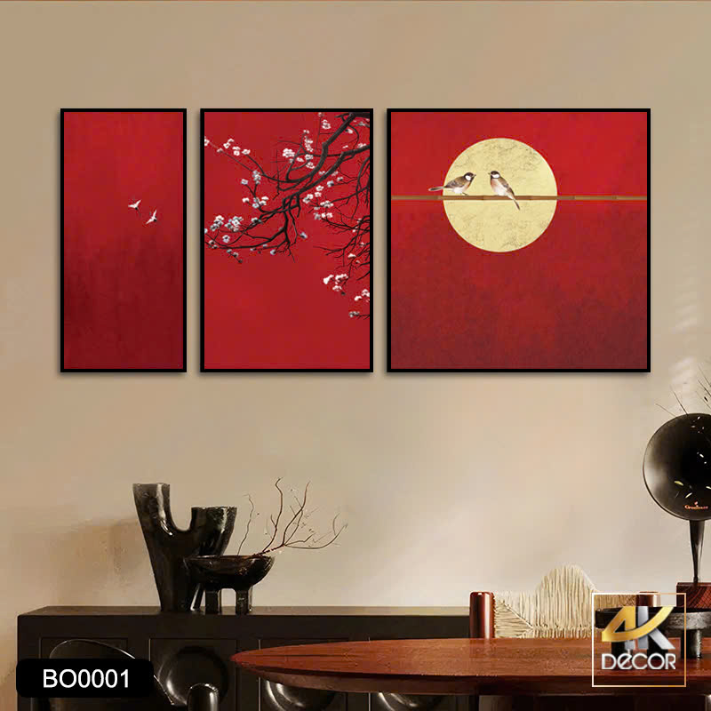 Tranh Canvas Song Điểu Dưới Trăng