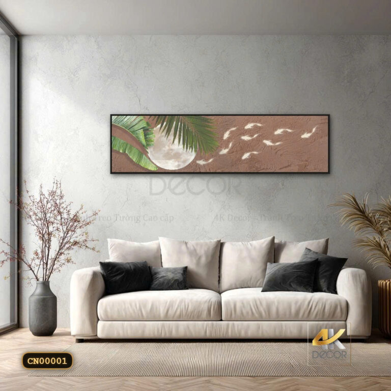 Tranh Canvas Cá Trắng Dưới Ánh Trăng