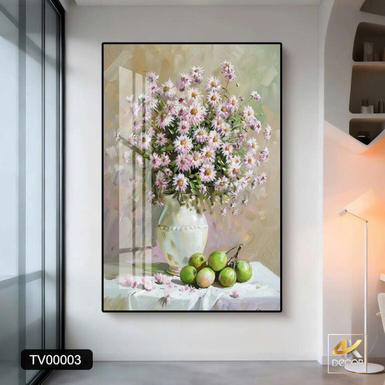Tranh Tráng Gương Bình Hoa Cúc An Nhiên