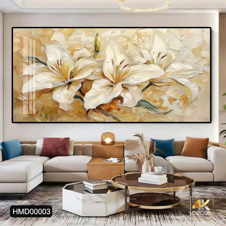 Tranh Tráng Gương Hoa Ly Trắng Thanh Khiết
