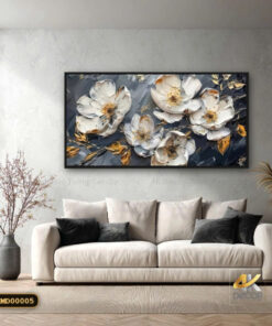 Tranh Canvas Hoa Trắng Ánh Vàng