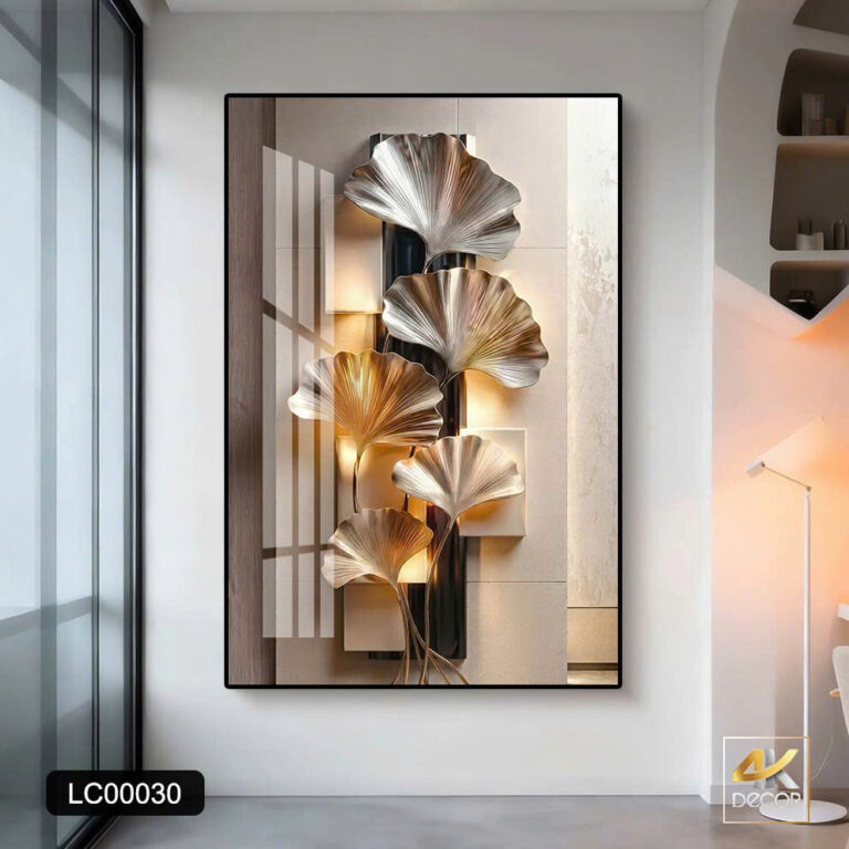 Tranh Tráng Gương Lá Ginkgo Ánh Vàng | 4K DECOR