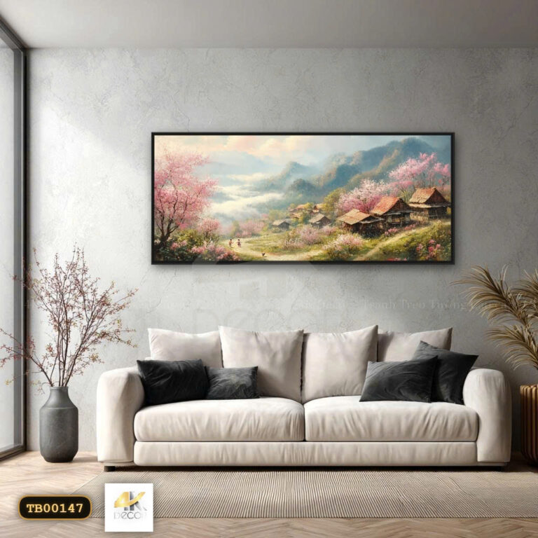 Tranh Canvas Tây Bắc Mùa Hoa Đào