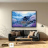 Tranh Canvas Nhà Gỗ Mùa Hoa