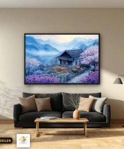 Tranh Canvas Nhà Gỗ Mùa Hoa