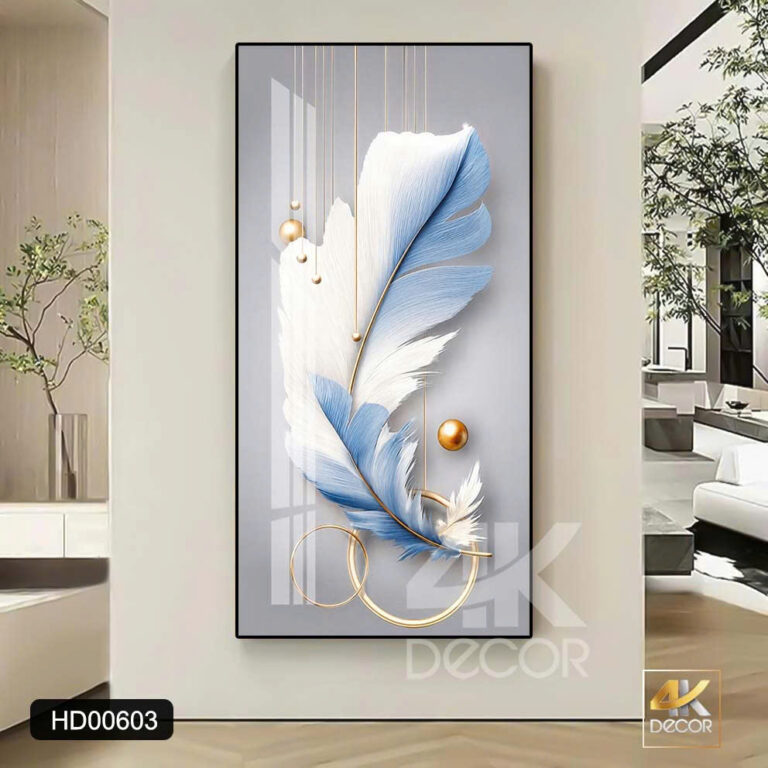 Tranh Tráng Gương Lông Vũ Xanh