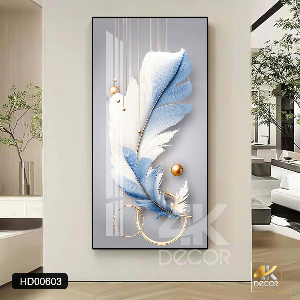 Tranh Tráng Gương Lông Vũ Xanh