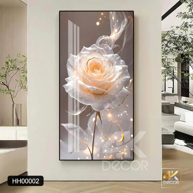 Tranh Tráng Gương Hoa Hồng Trắng