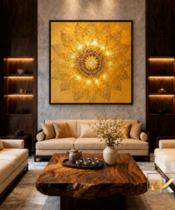 Tranh Canvas Hoa Sen Mandala Vàng Kim | LC01237
