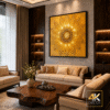 Tranh Canvas Hoa Sen Mandala Vàng Kim | LC01237