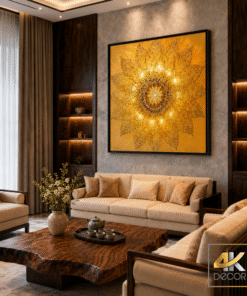 Tranh Canvas Hoa Sen Mandala Vàng Kim | LC01237
