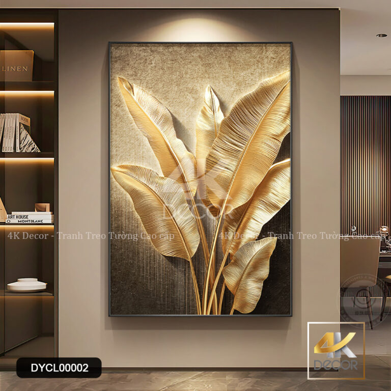 Tranh Canvas Lá Chuối Dát Vàng