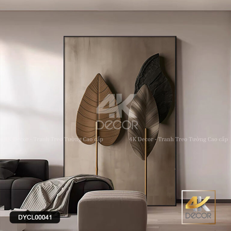 Tranh Canvas 3D Lá Cây Hiện Đại