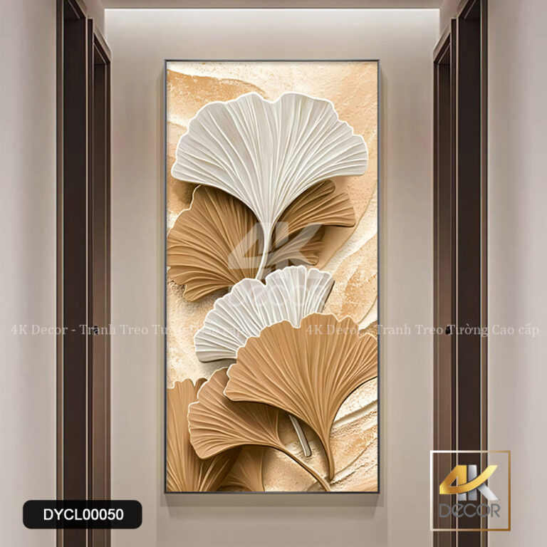 Tranh Treo Tường Hành Lang Lá Bạch Quả 3D Hiện Đại