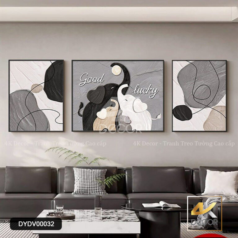 Tranh Canvas Gia Đình Voi
