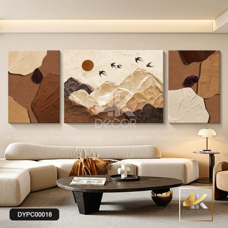 Tranh Canvas Bộ 3 Núi Non Trừu Tượng