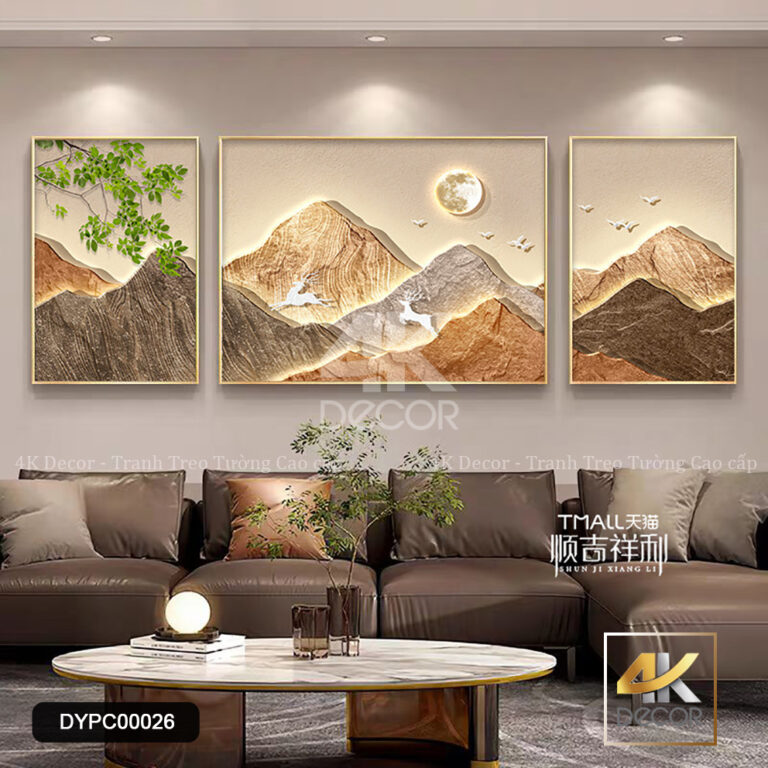 Tranh Canvas Sơn Thủy Hươu Tài Lộc