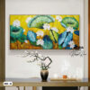 Tranh Canvas Sen Trắng Và Lá Xanh