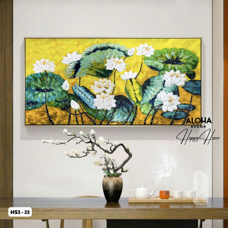 Tranh Canvas Sen Trắng Phú Quý