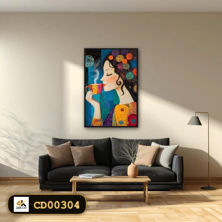 Tranh Canvas Cô Gái Uống Trà