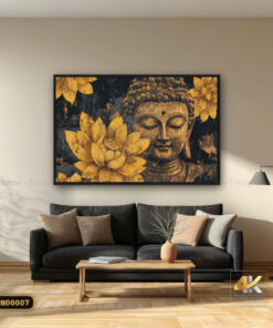 Tranh Canvas Phật Vàng Liên Hoa