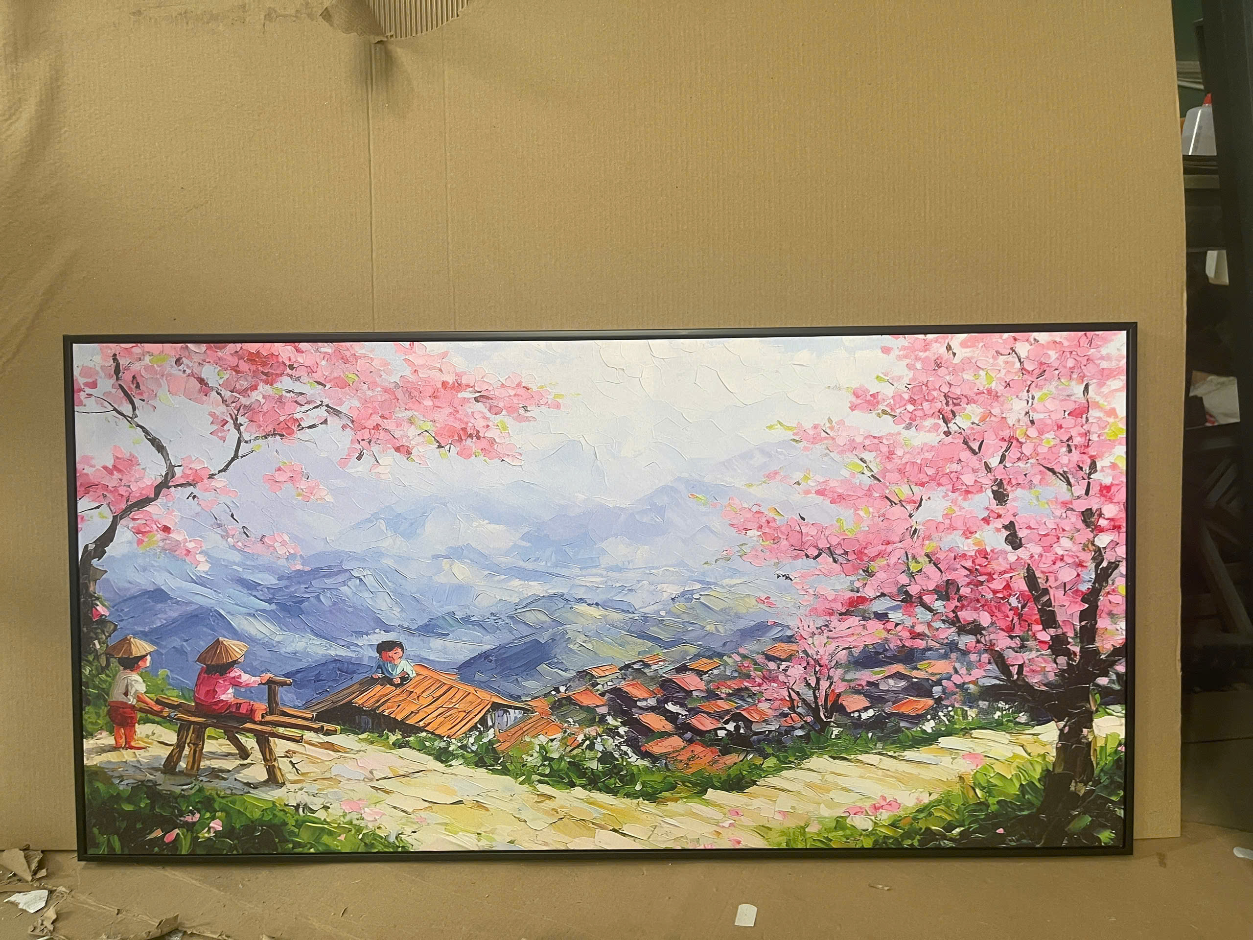 Tranh Canvas Bản Làng Mùa Hoa Đào