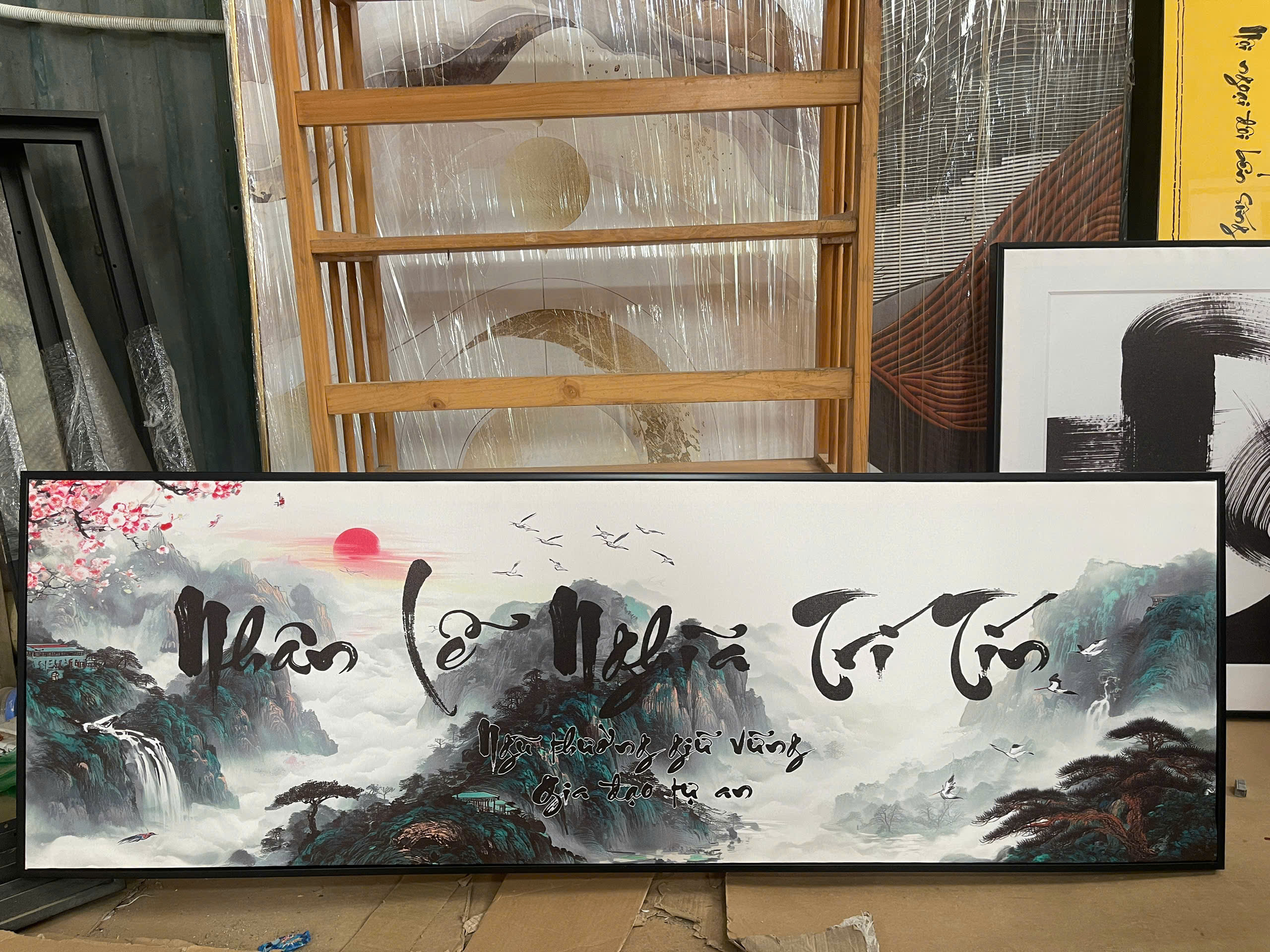 Tranh Canvas Nhân Lễ Nghĩa Trí Tín Sơn Thủy