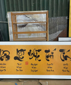 Tranh Canvas Nhân Lễ Nghĩa Trí Tín Nền Vàng