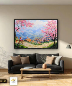 Tranh Canvas Bản Làng Mùa Hoa Đào