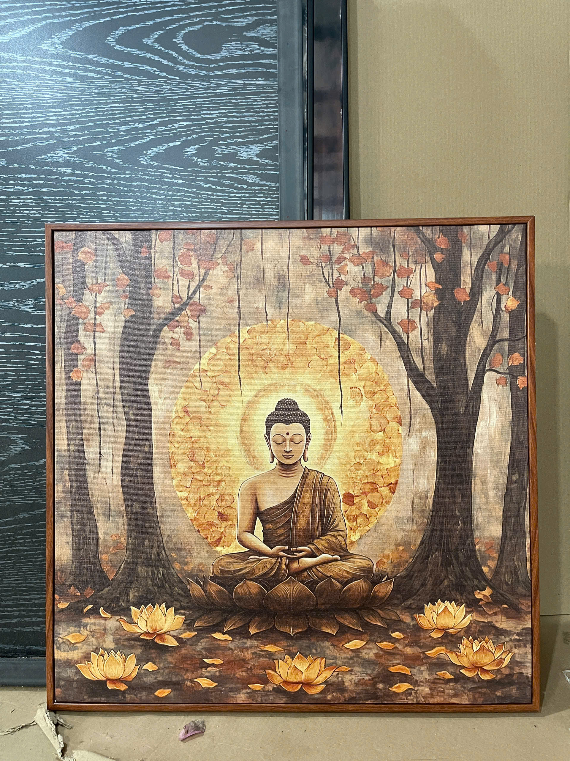 Tranh Canvas Phật Thiền Rừng Thu An Nhiên