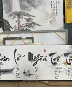 Tranh Canvas Nhân Lễ Nghĩa Trí Tín Thư Pháp